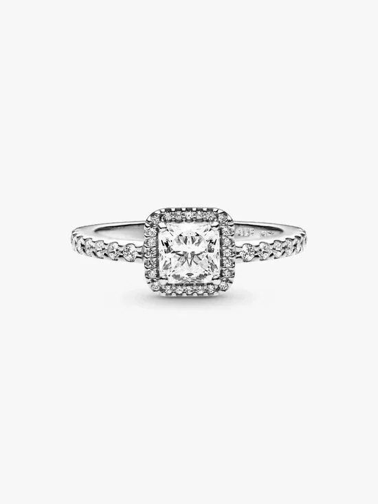 Pandora Square Sparkle Halo Ring - Picture 1 of 5